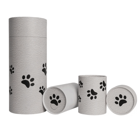 Customized paper pet storage box with paw prints and pet ashes container