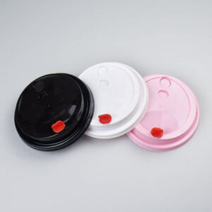 Cup lid leak proof lid red heart plug injection molded lid takeaway packaging cover disposable leak-proof with Black white and transparent colors