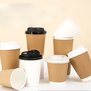 Disposable coffee paper cup with lid 300ml